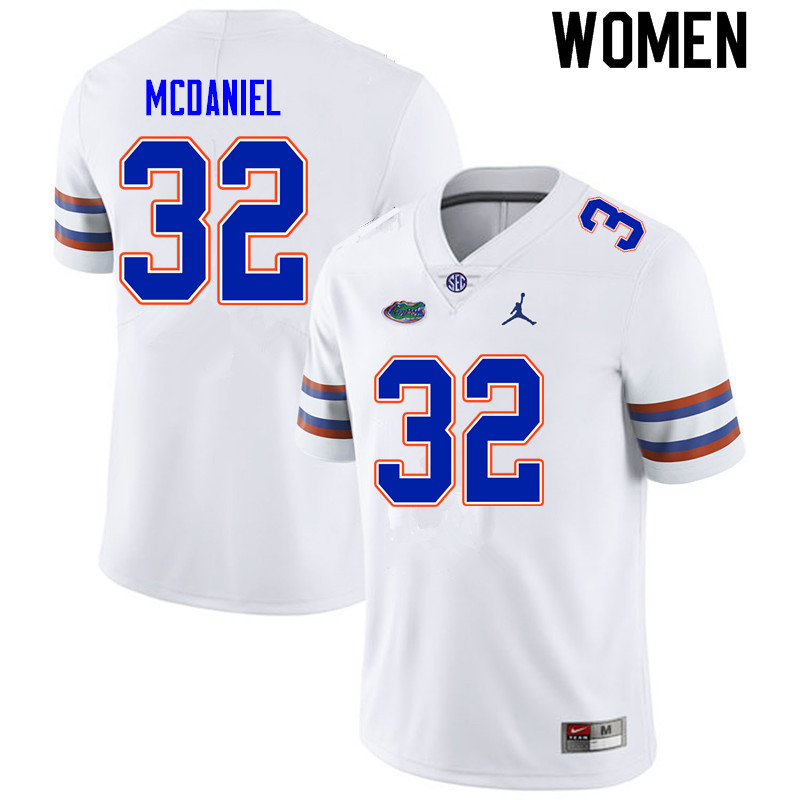 Women #32 Mordecai McDaniel Florida Gators College Football Jerseys Sale-White - Click Image to Close